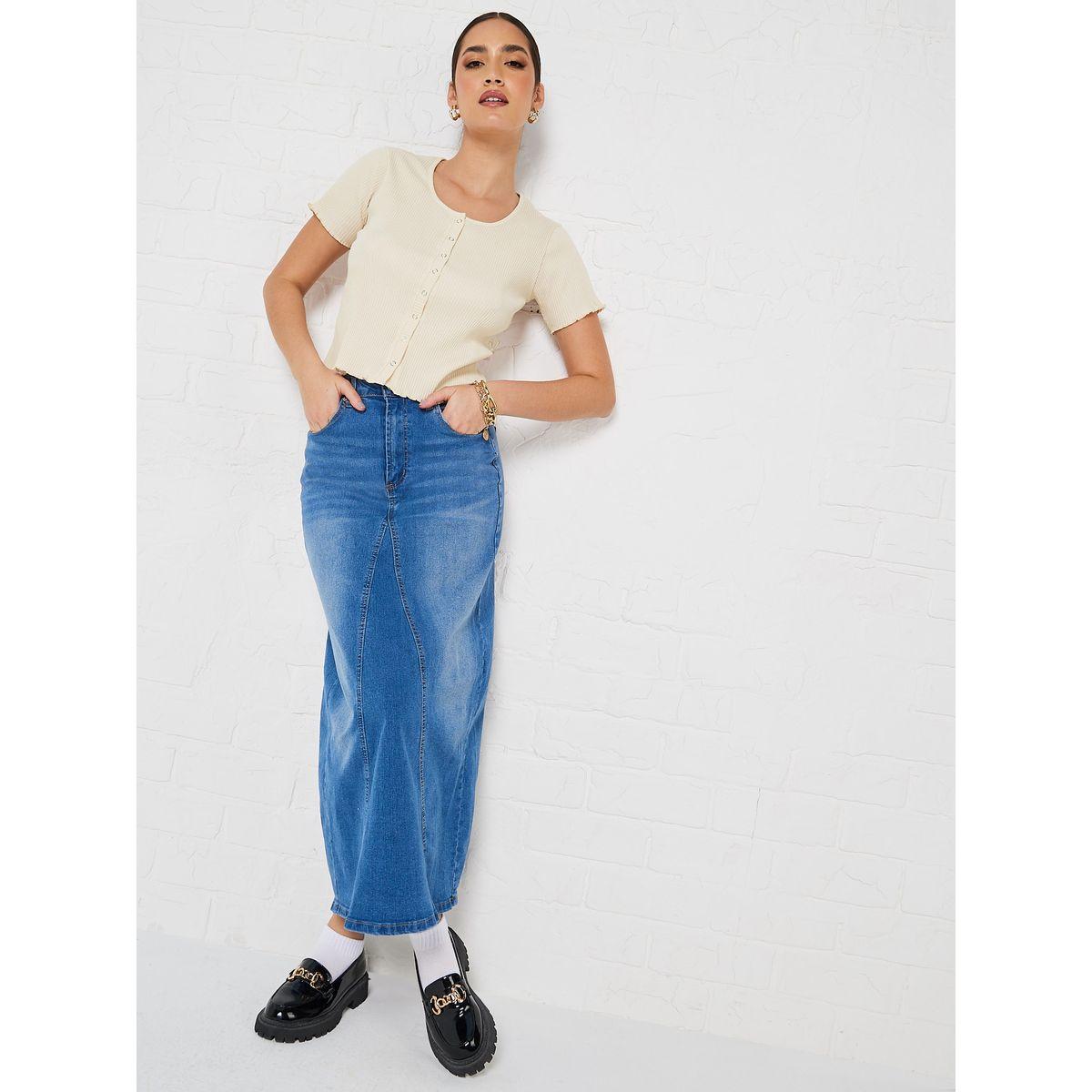 Styli Elevate Regular Fit Ribbed Crop T-Shirt with Popper Button-women-clothing-tshirts-image-2
