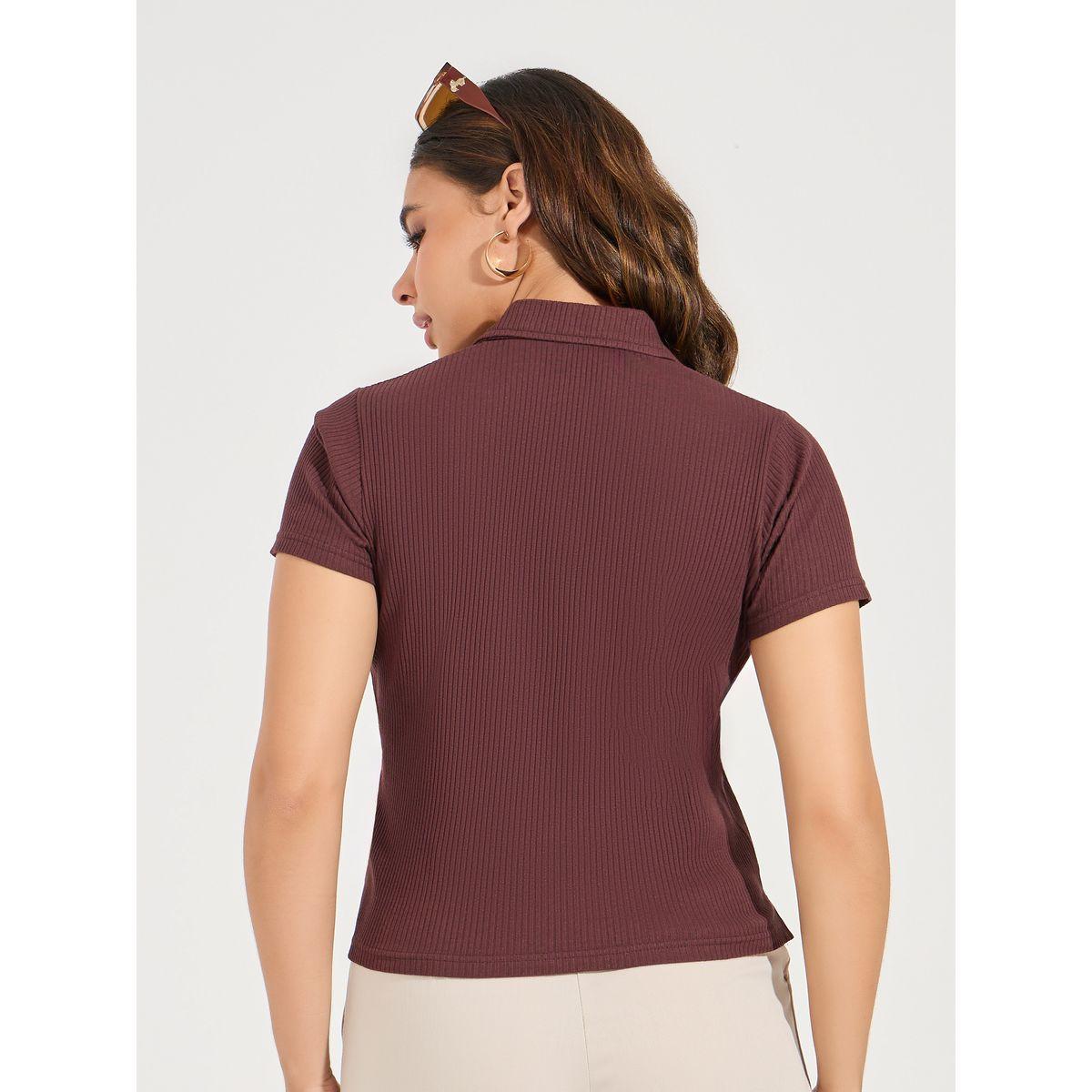 تيشيرت بياقة بولو مع شق جانبي-women-clothing-tshirts-image-4