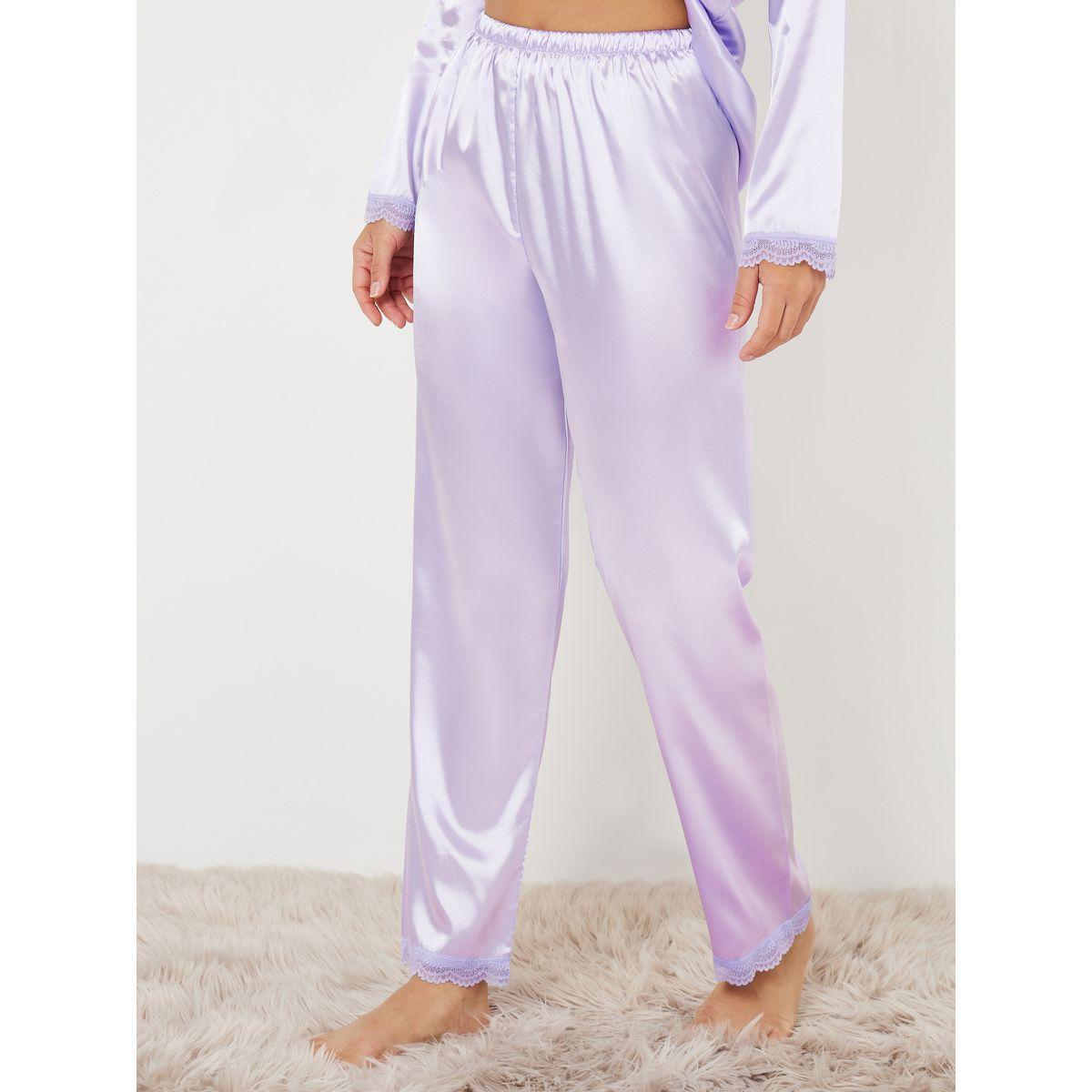 Styli Unwind Lace Edge Satin Button Through Top & Pyjama Set-women-clothing-nightwear-pyjamas-longsets-image-4