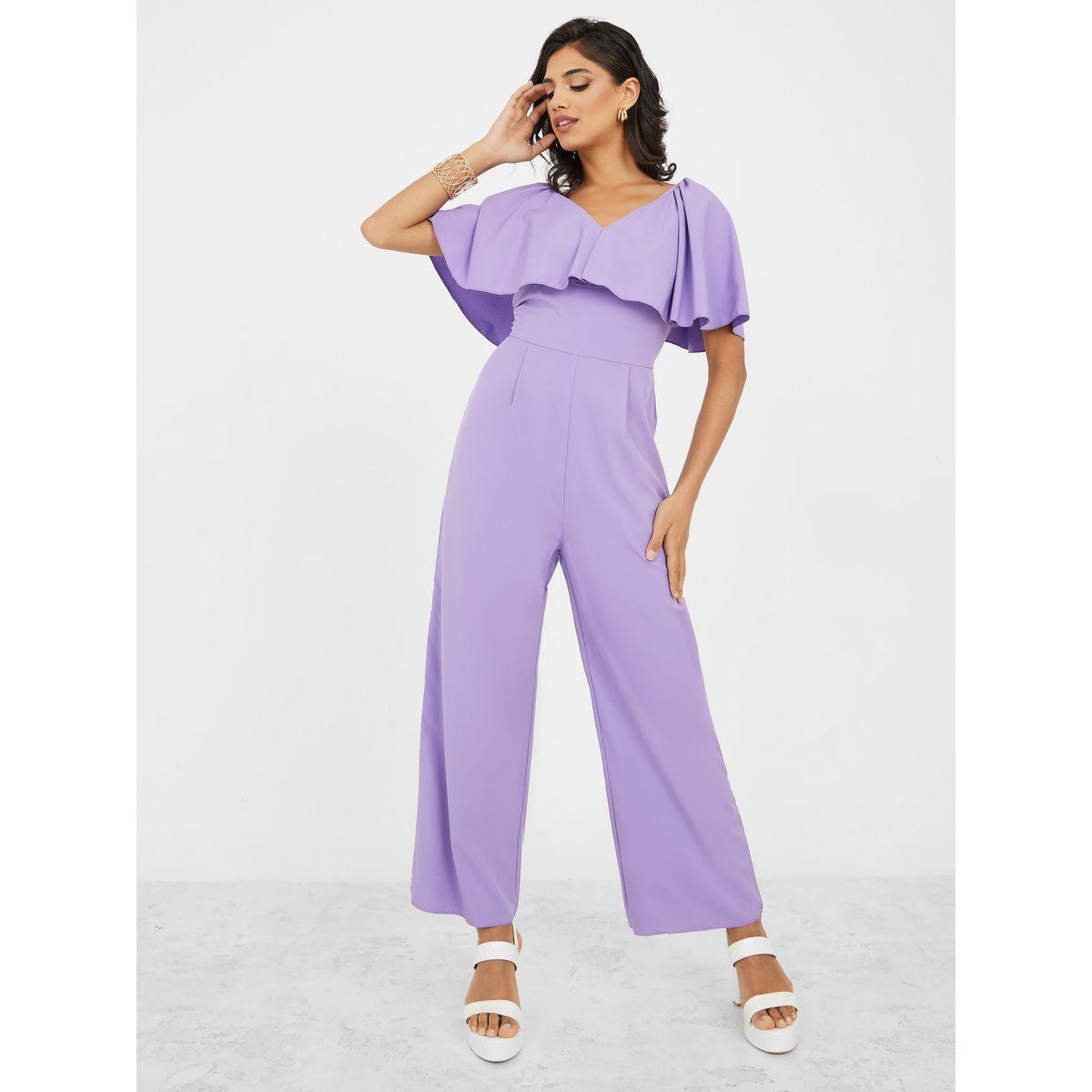 Styli Frill Cape Sleeve Straight Leg Jumpsuit-women-clothing-jumpsuits-image-1