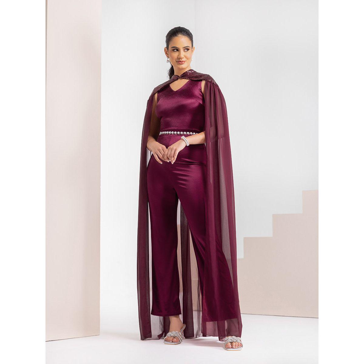 Styli Limited Satin Jumpsuit with Pearls Embellished Cape-women-clothing-jumpsuits-image-1