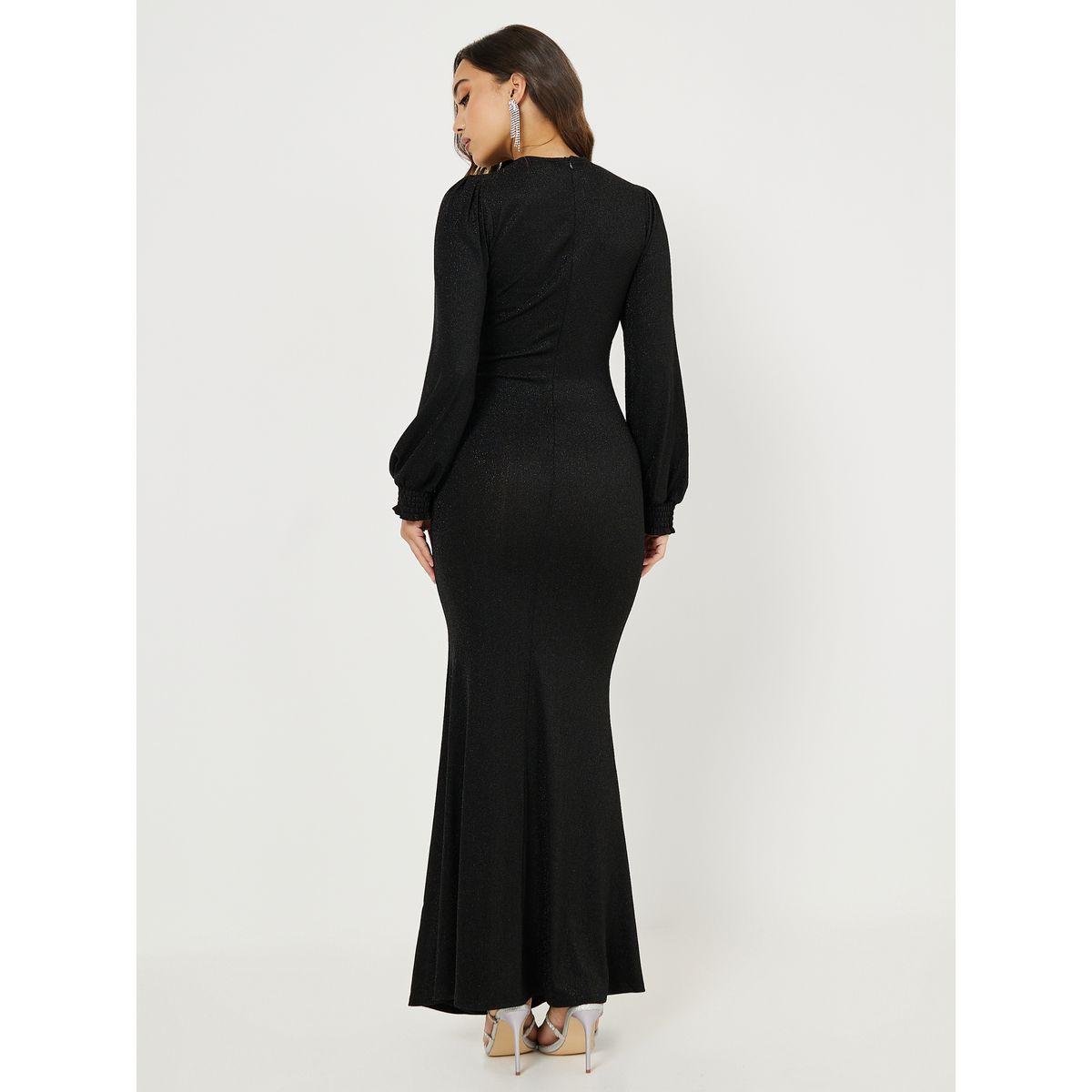 Styli Limited Shimmer Wrap Maxi Dress with Embellished Rhinestone & Tassel-women-clothing-dresses-image-4