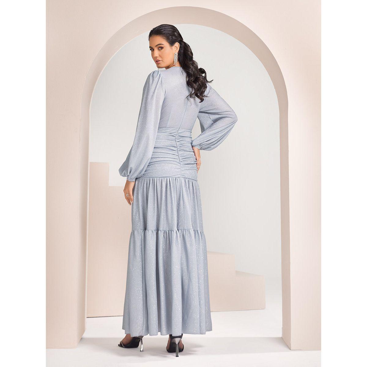 Styli Limited Shimmer Tiered Maxi Dress with Gathered Detail-women-clothing-dresses-image-4