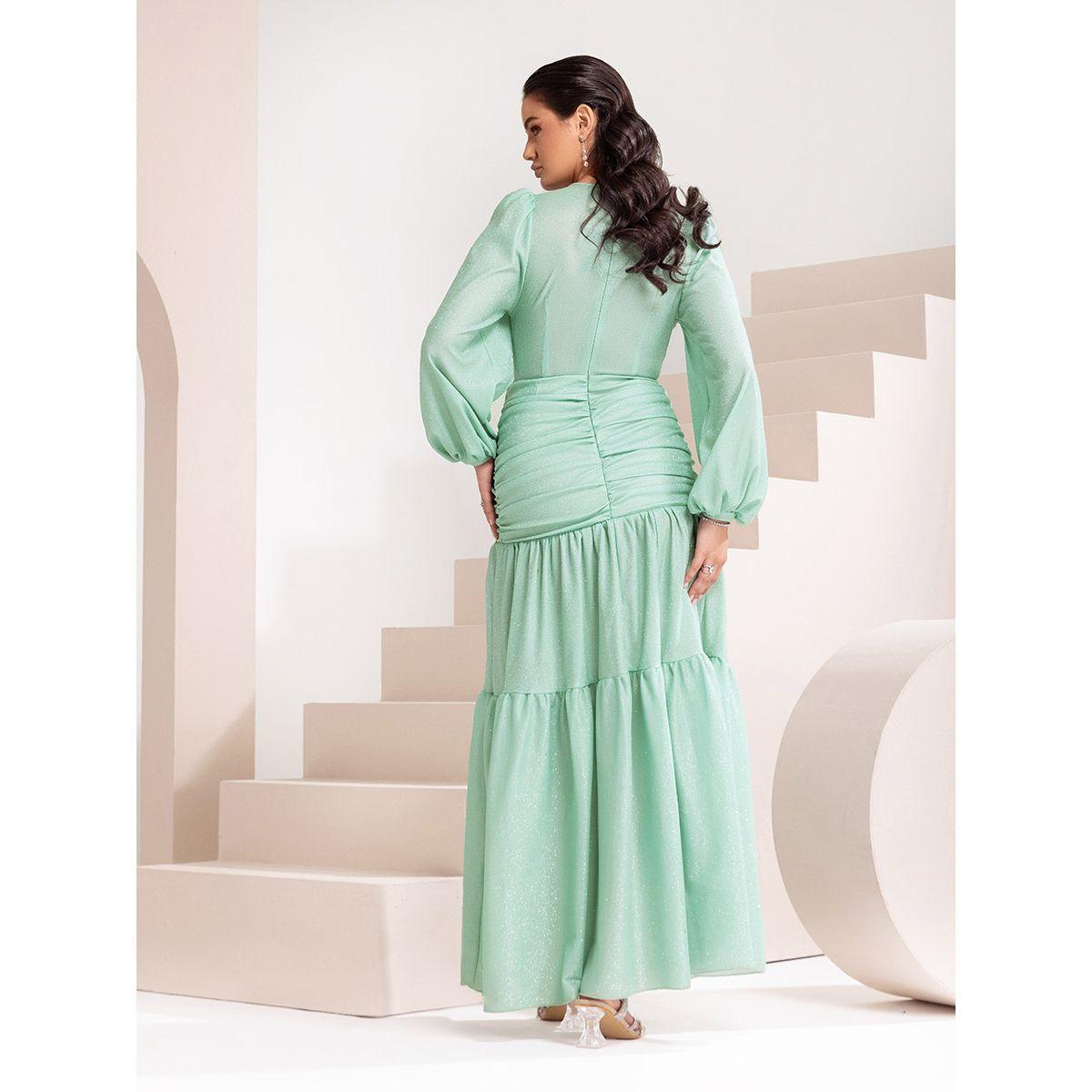 Styli Limited Shimmer Tiered Maxi Dress with Gathered Detail-women-clothing-dresses-image-4
