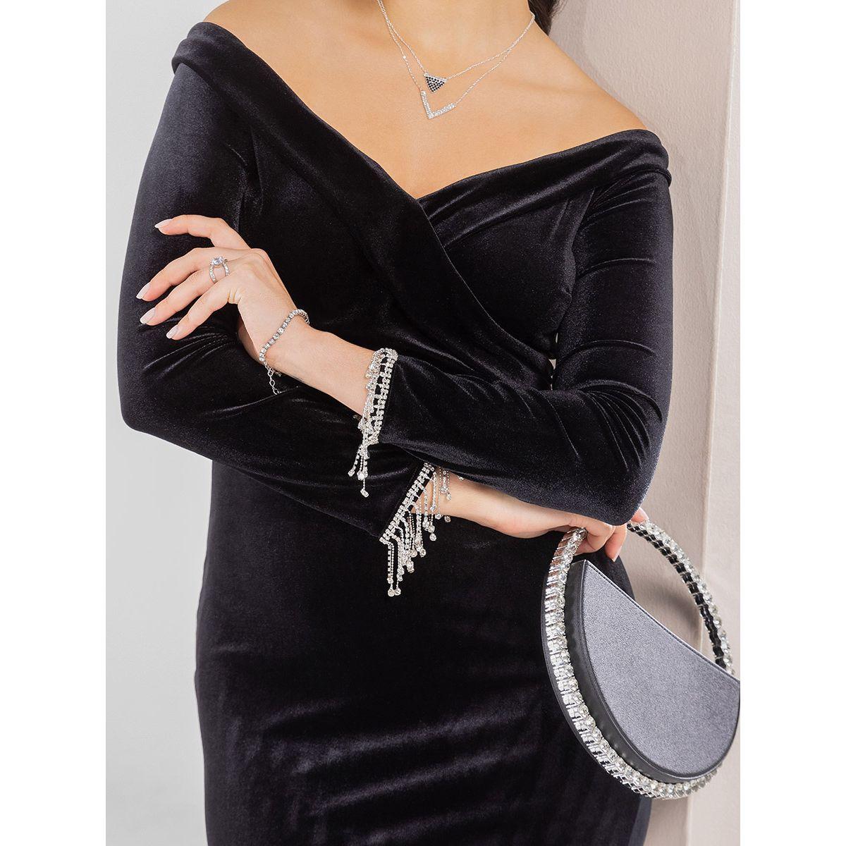 فستان مخملي باكتاف مكشوفة-women-clothing-dresses-image-3