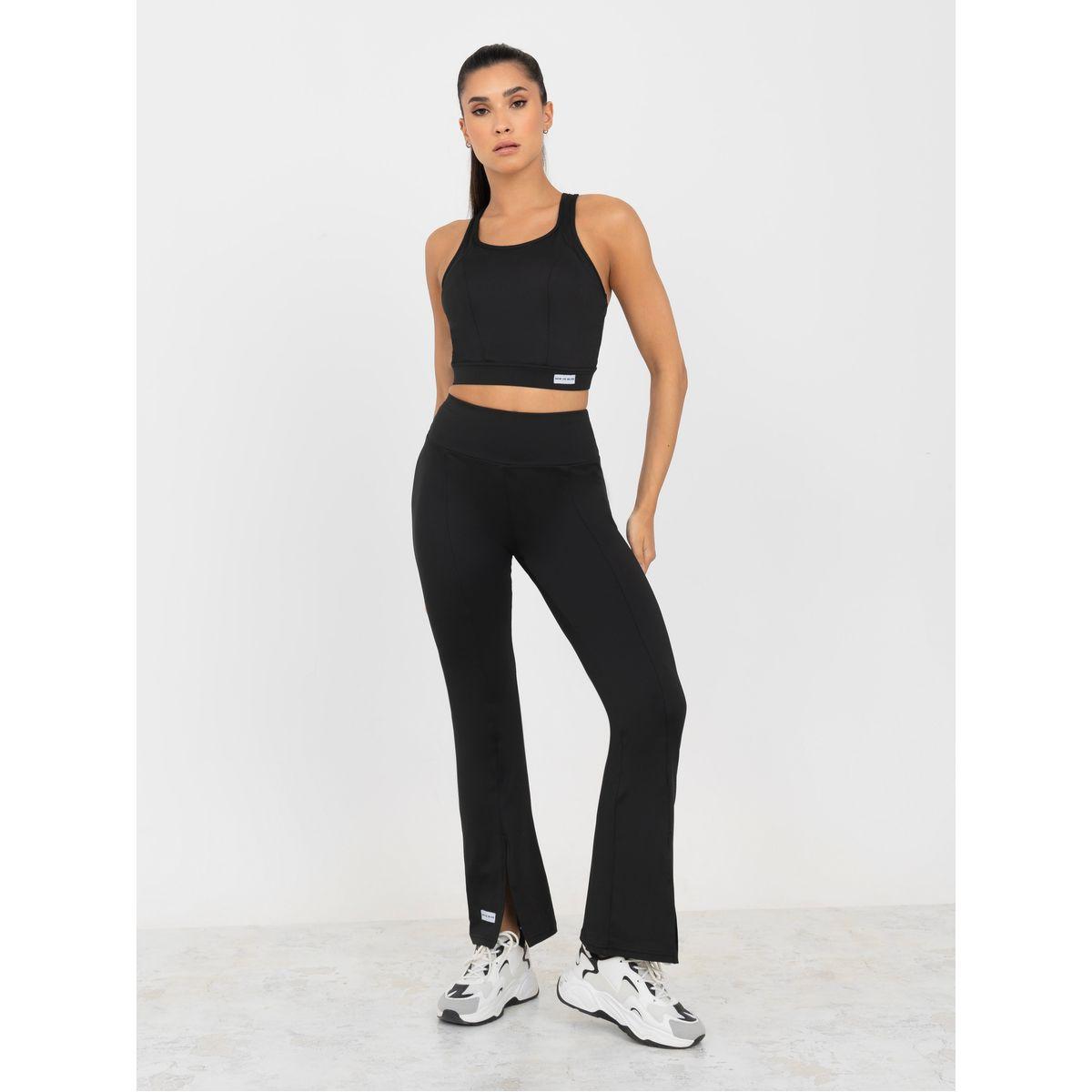 Styli Active Patch Detail Longline Sports Bra & Front Split Flared Leggings Active Set-women-clothing-sportswearandactivewear-trackpantsandtracksuits-image-1