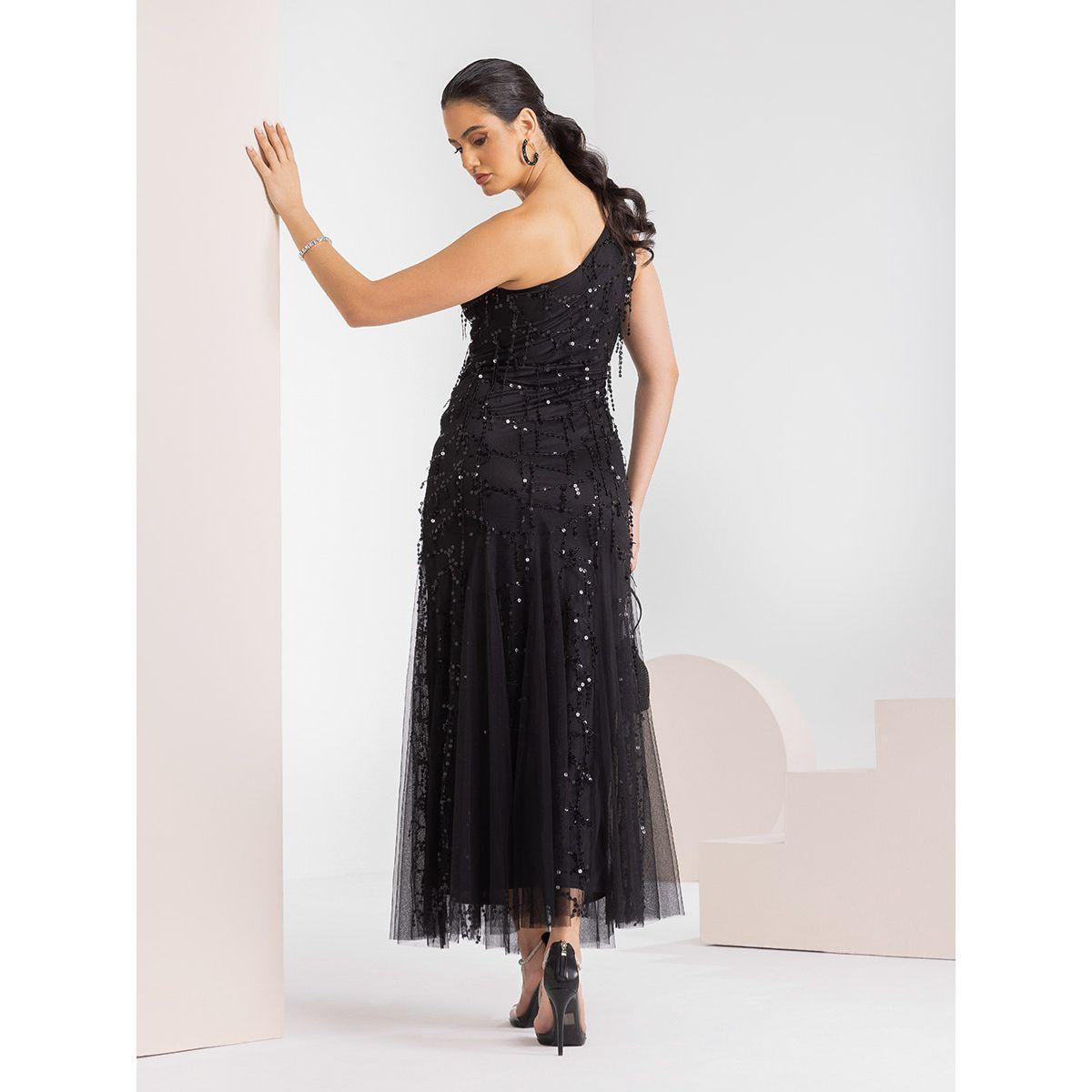 Styli Limited Sequin One Shoulder Maxi Dress with Mesh Godets-women-clothing-dresses-image-4