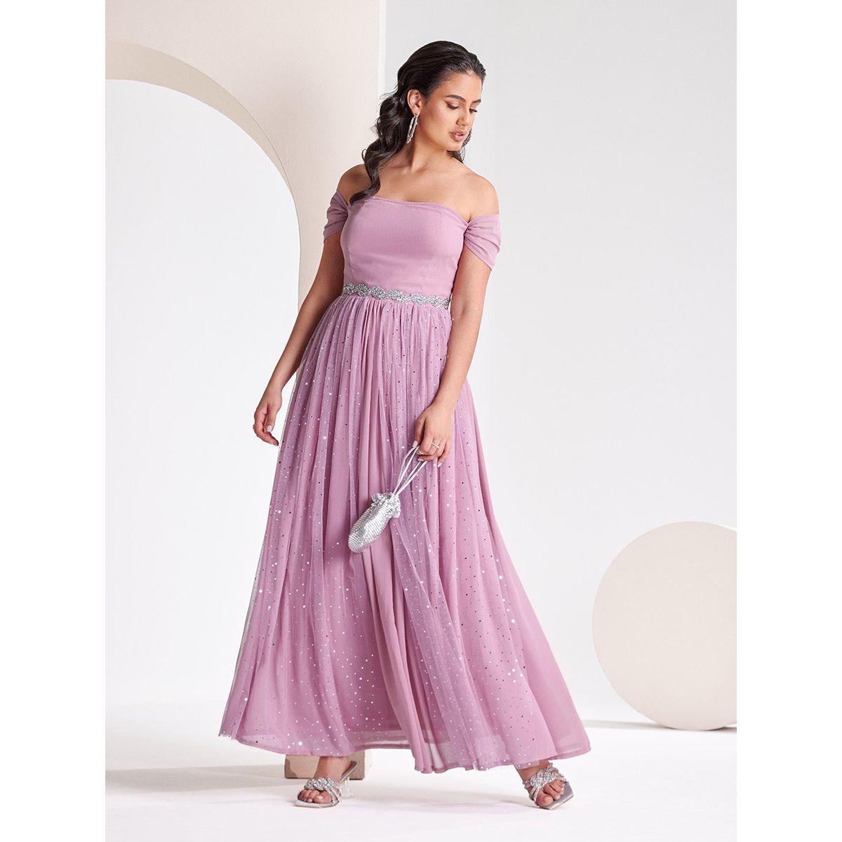 Styli Limited Georgette Maxi Dress with Embellished Cape-women-clothing-dresses-image-3