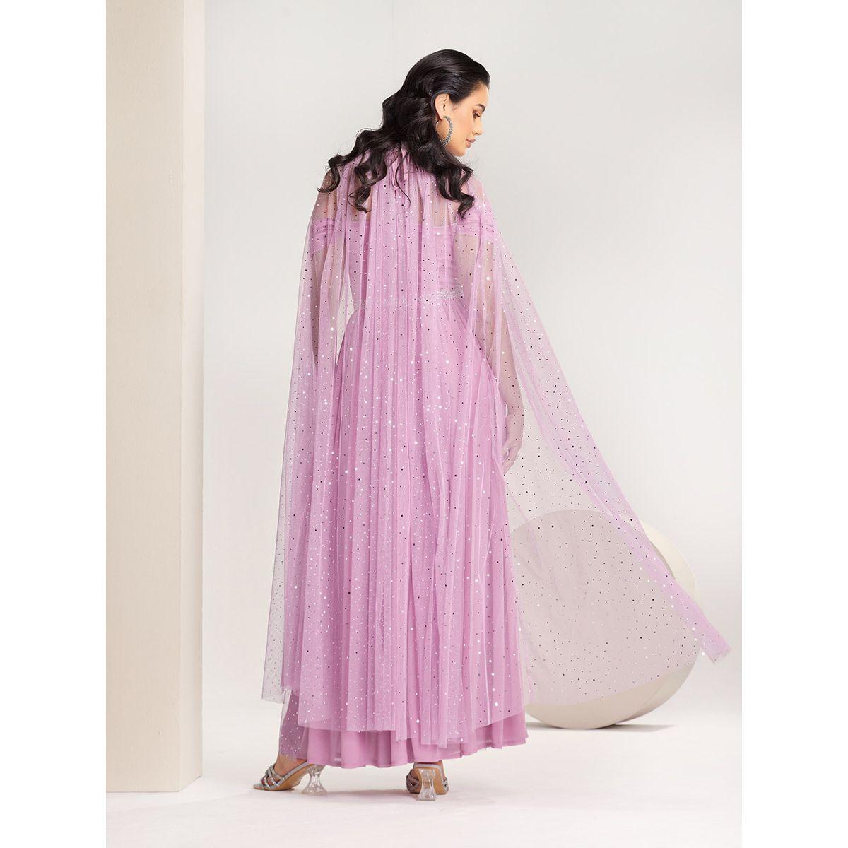 Styli Limited Georgette Maxi Dress with Embellished Cape-women-clothing-dresses-image-5