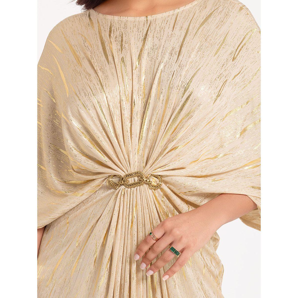 Styli Limited Shimmer Plisse Maxi Dress with Rhinestone Embellishment-women-clothing-dresses-image-3