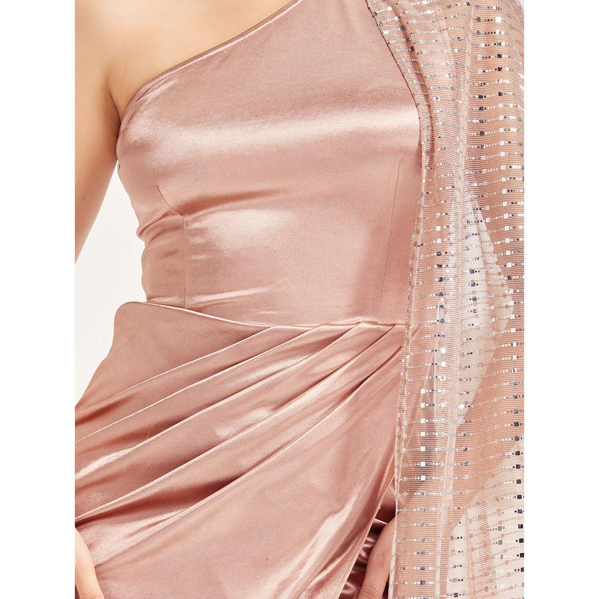 Styli Limited Satin Sequin Cape One Shoulder Maxi Dress with Slit -women-clothing-dresses-image-3