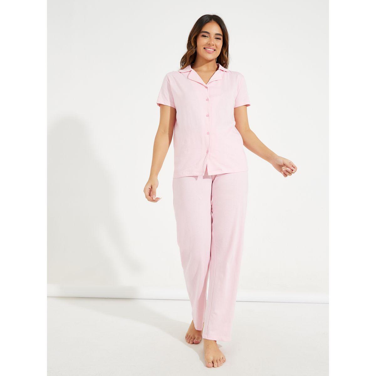 Styli Unwind Cotton Jersey Short Sleeve Shirt & Pyjama Set-women-clothing-nightwear-pyjamas-longsets-image-1