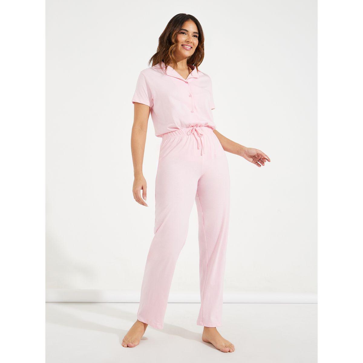Styli Unwind Cotton Jersey Short Sleeve Shirt & Pyjama Set-women-clothing-nightwear-pyjamas-longsets-image-2
