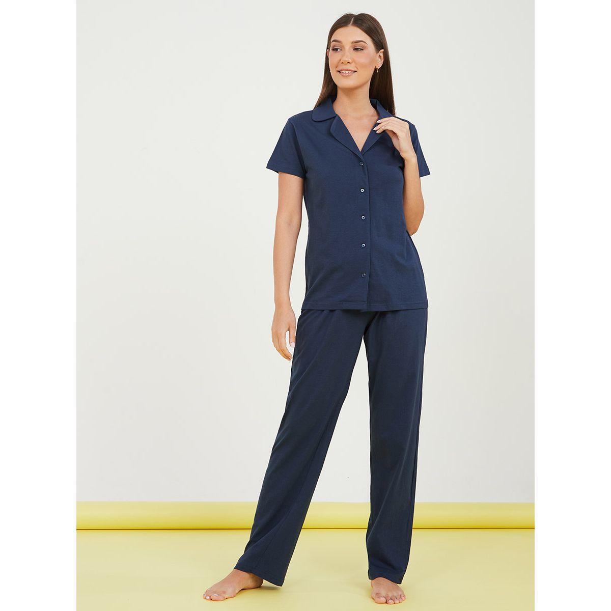Styli Unwind Cotton Jersey Short Sleeve Shirt and Pyjama Set-women-clothing-nightwear-pyjamas-longsets-image-1