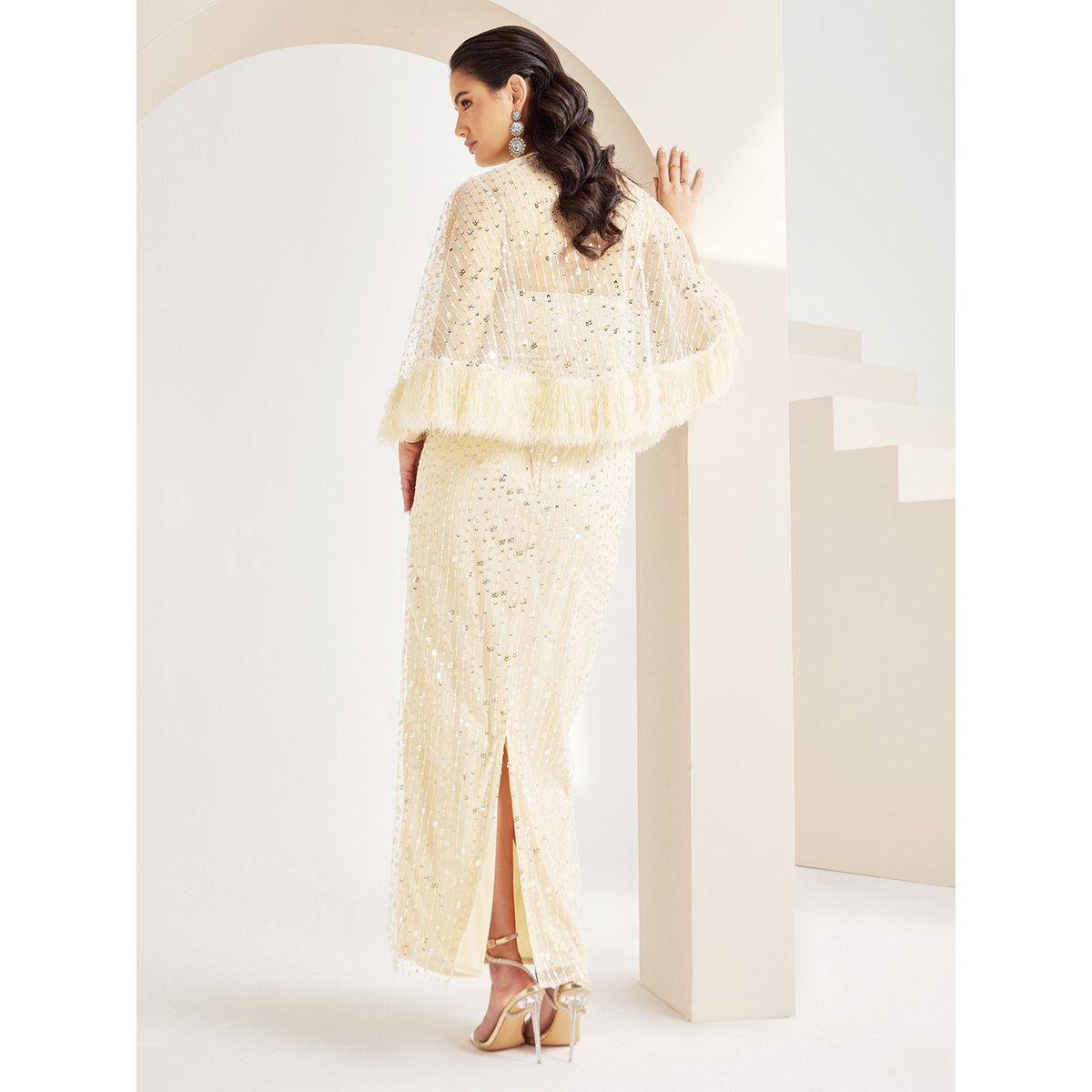 Styli Limited Strappy Sequin Maxi Dress with Faux Feather Trim Cape-women-clothing-dresses-image-4