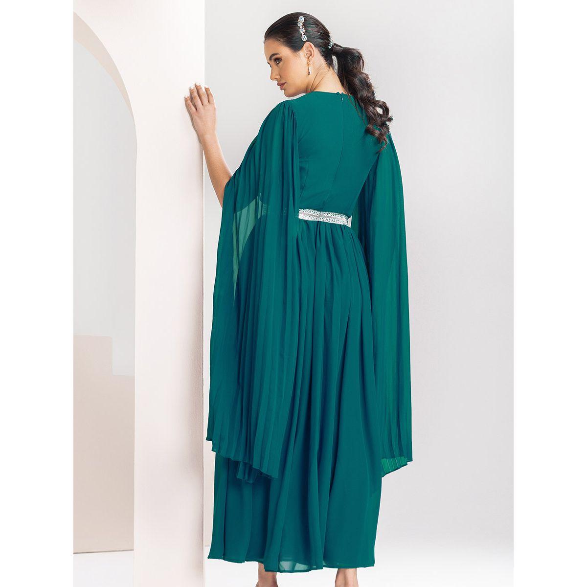 Styli Limited Pleated Embellished Waist A-Line Maxi Dress-women-clothing-dresses-image-4