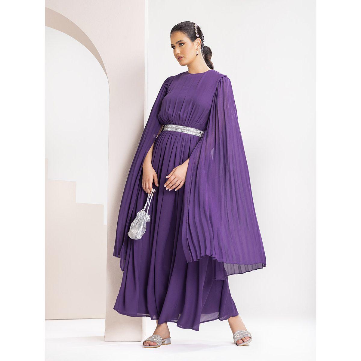 فستان طويل مزين بكسرات-women-clothing-dresses-image-1