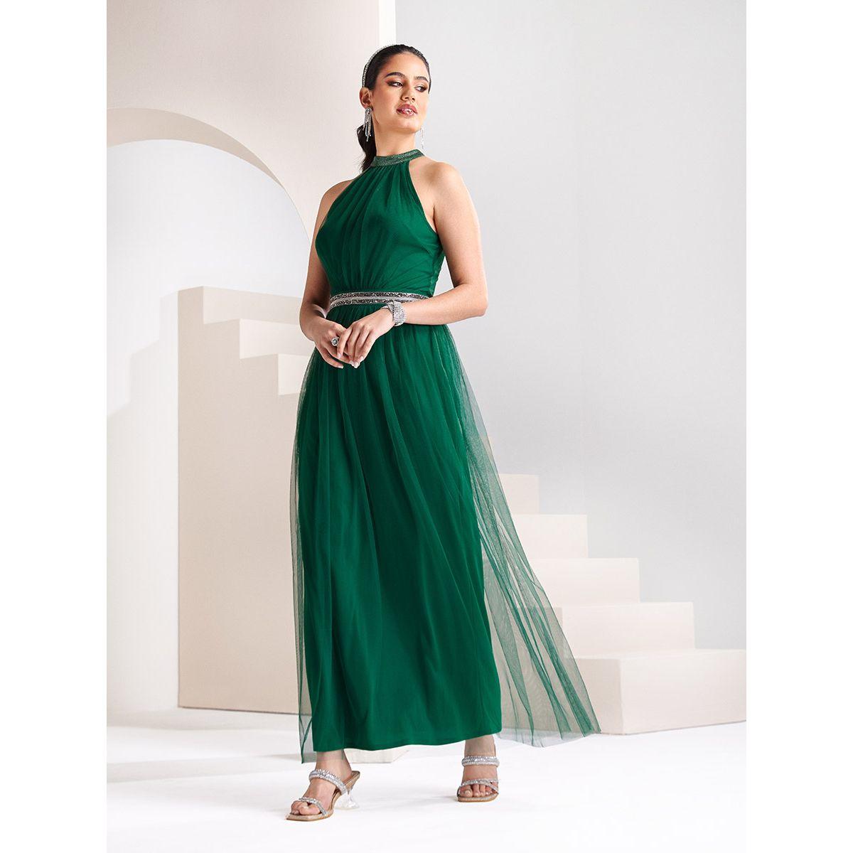 Styli Limited Embellished Mesh Insert Halter Neck Maxi Dress -women-clothing-dresses-image-1