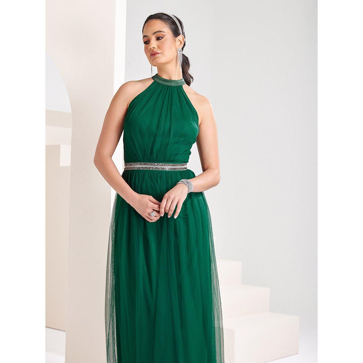 Styli Limited Embellished Mesh Insert Halter Neck Maxi Dress -women-clothing-dresses-image-2