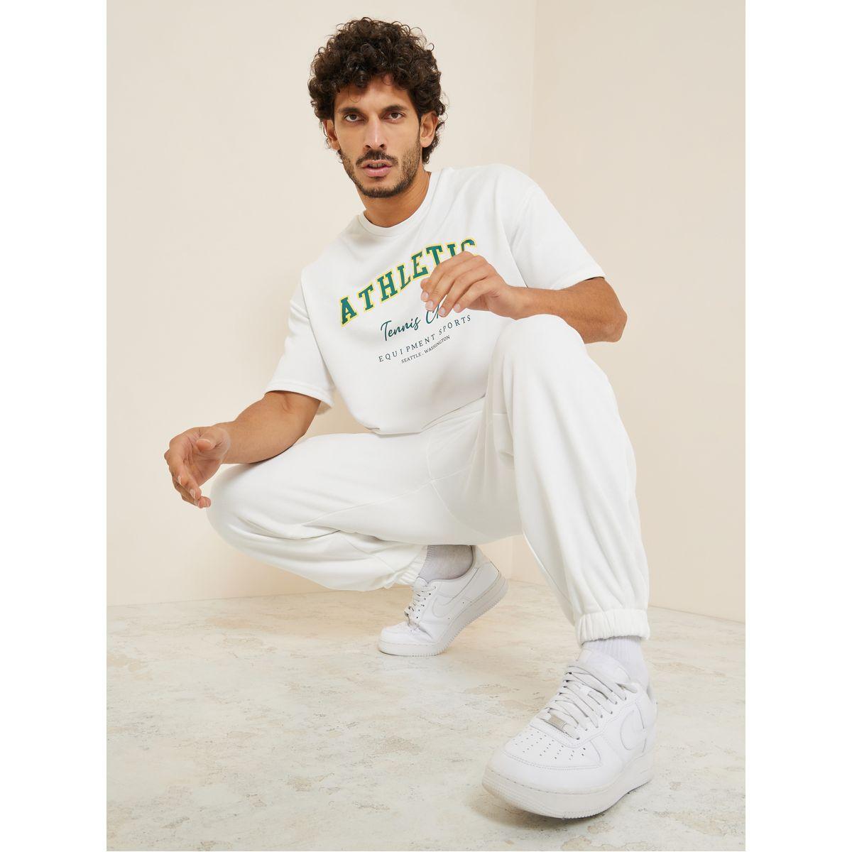 Styli Limited Slogan Print Oversized Terry T-Shirt & Jogger Co-Ord Set-men-clothing-coordsets-image-1