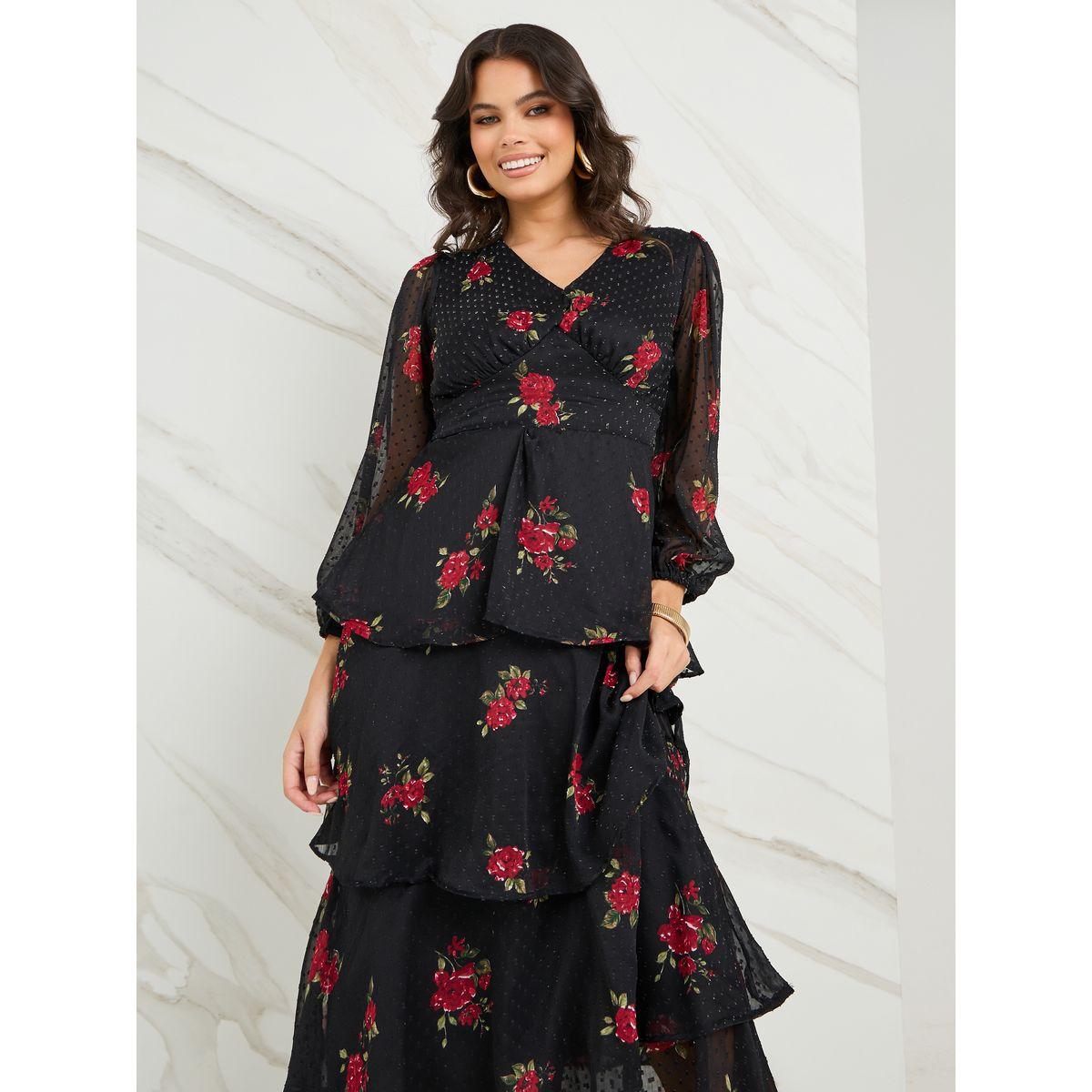 فستان طويل مطبع بطبعة زهور-women-clothing-dresses-image-3