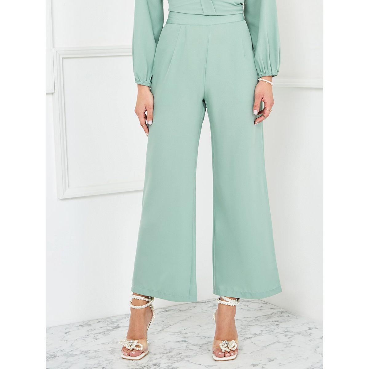 Styli Solid Belt Detail Long Sleeve Top and Trouser Set-women-clothing-coordsets-image-4