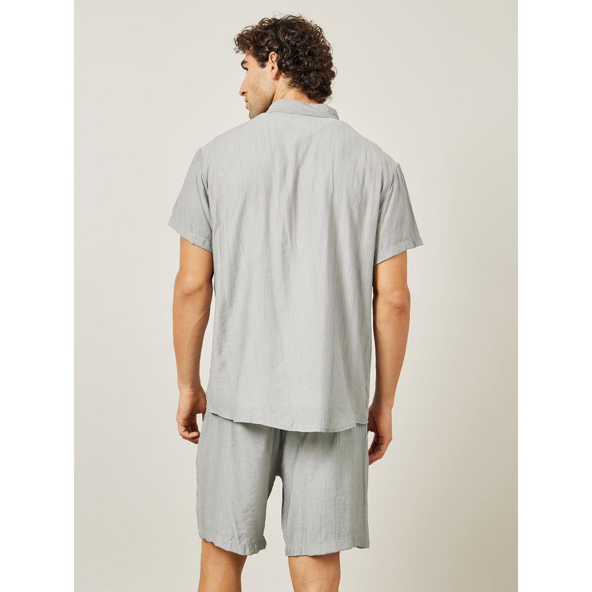 Styli Woven Textured Shirt & Shorts Co-Ords-men-clothing-coordsets-image-6