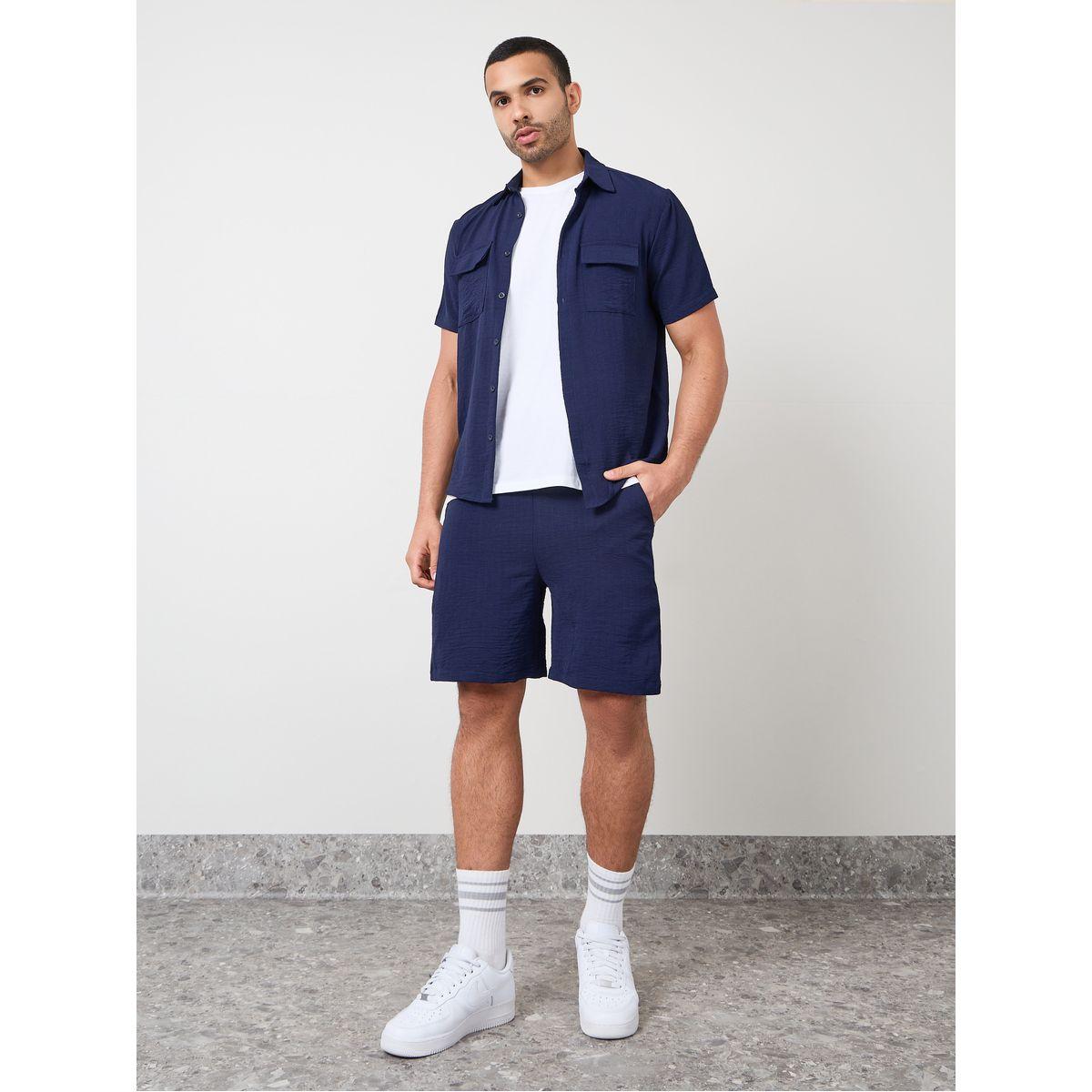 Styli Cotton Flap Pocket Shirt & Shorts Co-Ords-men-clothing-coordsets-image-1