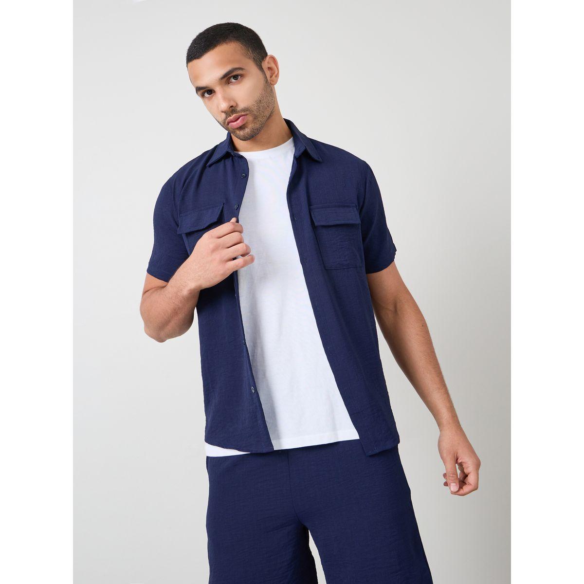 Styli Cotton Flap Pocket Shirt & Shorts Co-Ords-men-clothing-coordsets-image-2