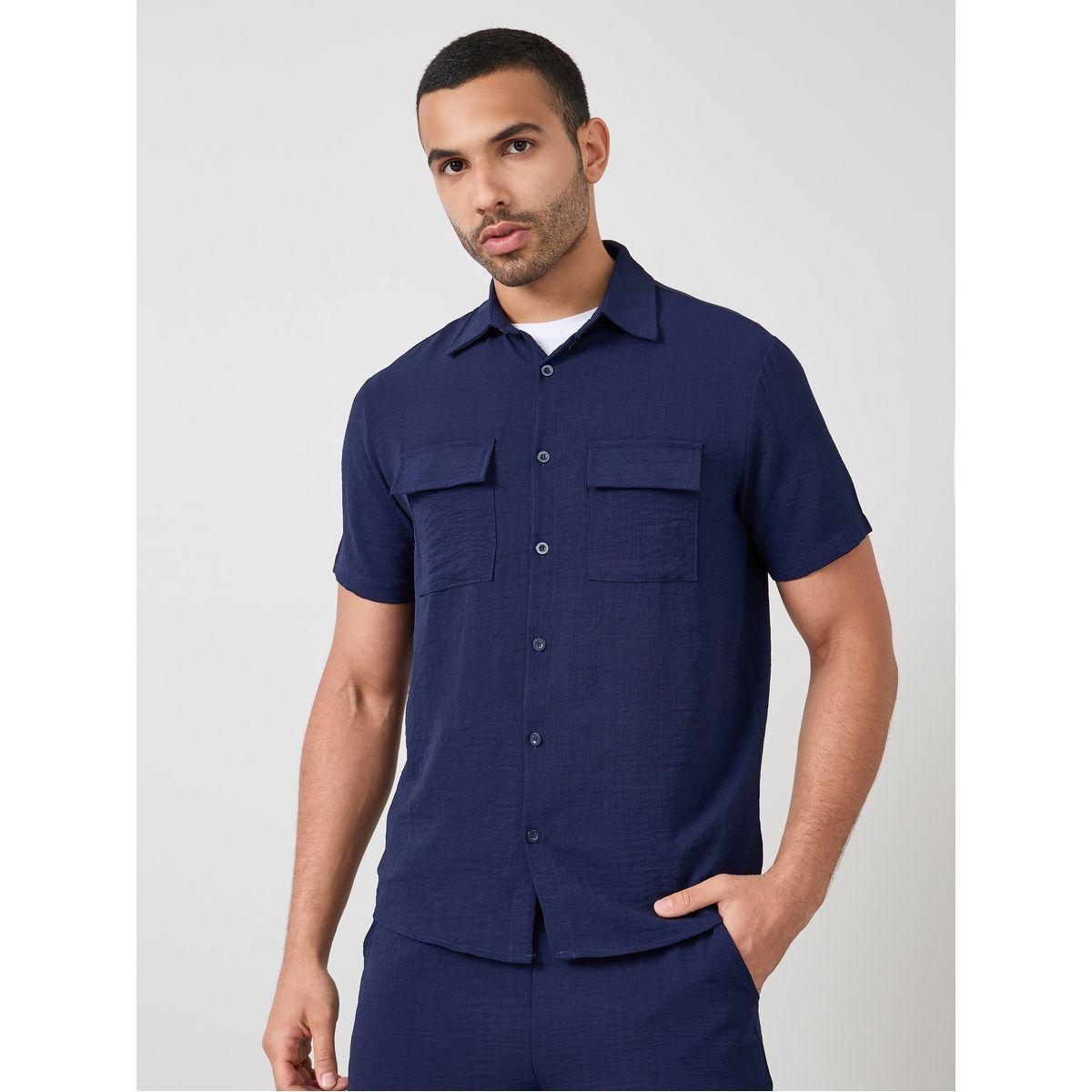 Styli Cotton Flap Pocket Shirt & Shorts Co-Ords-men-clothing-coordsets-image-3
