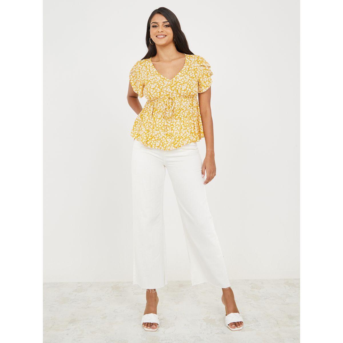 بلوزة كاجوال مطبعة بزهور-women-clothing-shirtsandblouses-blouses-image-2