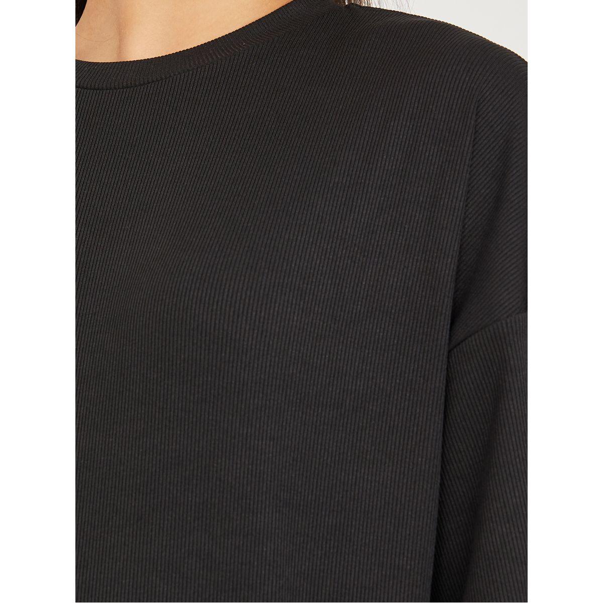 Styli Ribbed Oversized T-Shirt & Flared Pants Co-Ord Set-women-clothing-coordsets-image-3