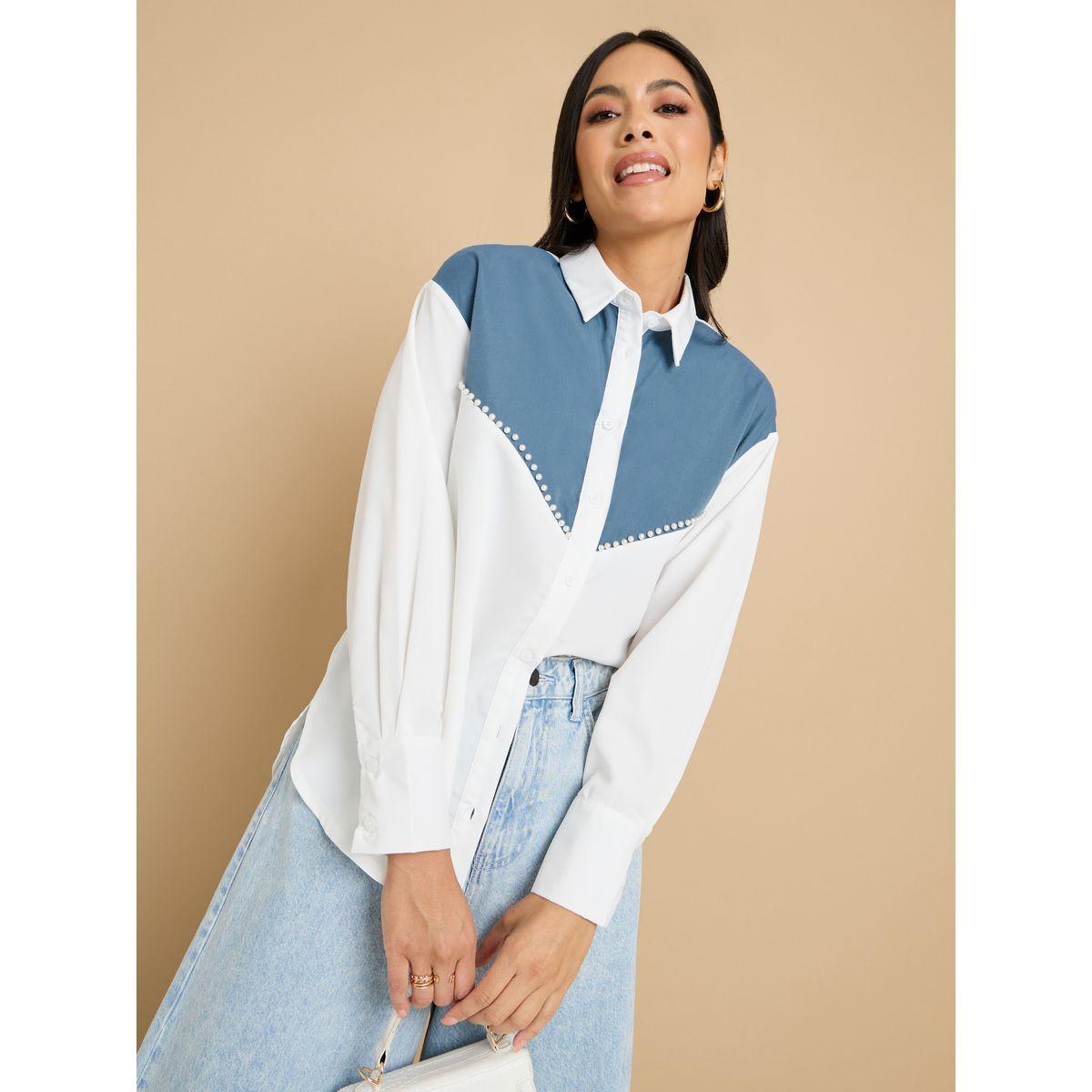 بلوزة واسعة بنمط كتل الالوان-women-clothing-shirtsandblouses-shirts-image-1