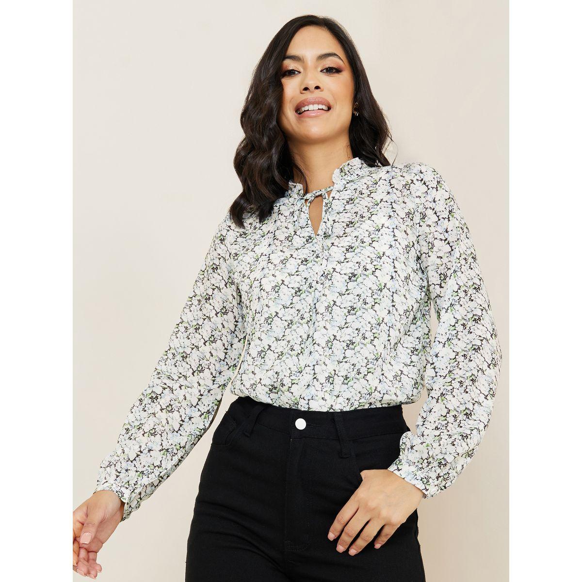 بلوزة مطبعة بزهور وياقة بأربطة-women-clothing-shirtsandblouses-blouses-image-1