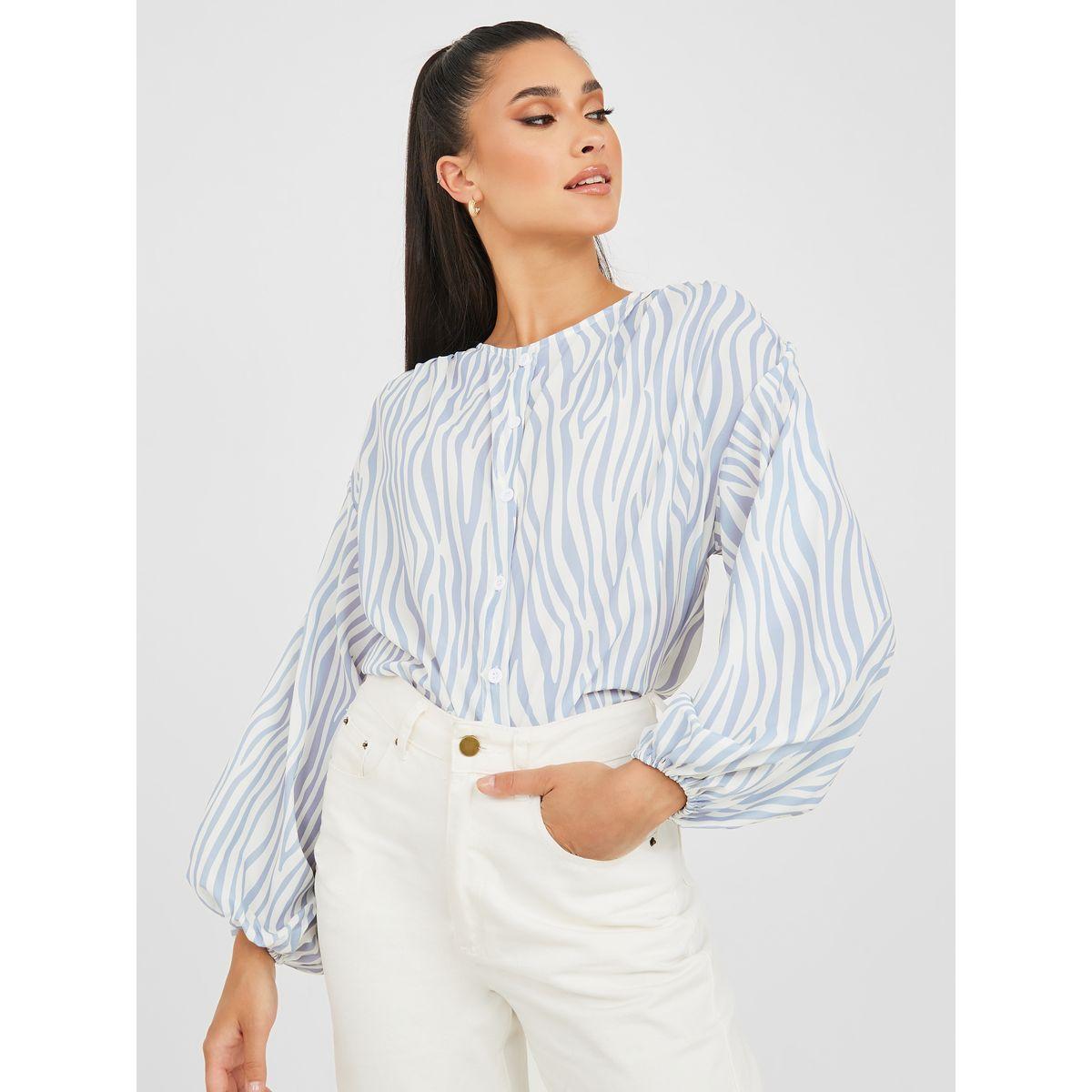 بلوزة مطبعة بطبعة حيوان-women-clothing-shirtsandblouses-blouses-image-1