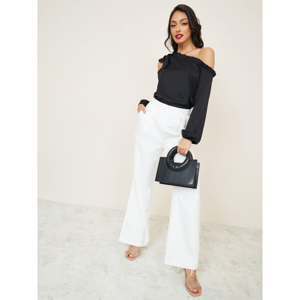 بلوزة بياقة غير متماثلة الطول-women-clothing-shirtsandblouses-blouses-image-2