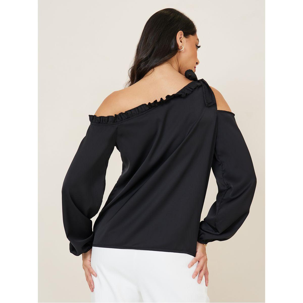 Styli Ruffle Detail Asymmetric Neck Blouse-women-clothing-shirtsandblouses-blouses-image-5