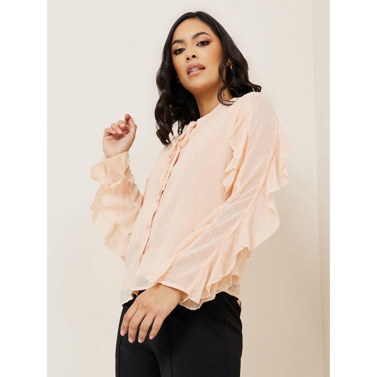 بلوزة بقصة عادية وياقة بأربطة-women-clothing-shirtsandblouses-blouses-image-3