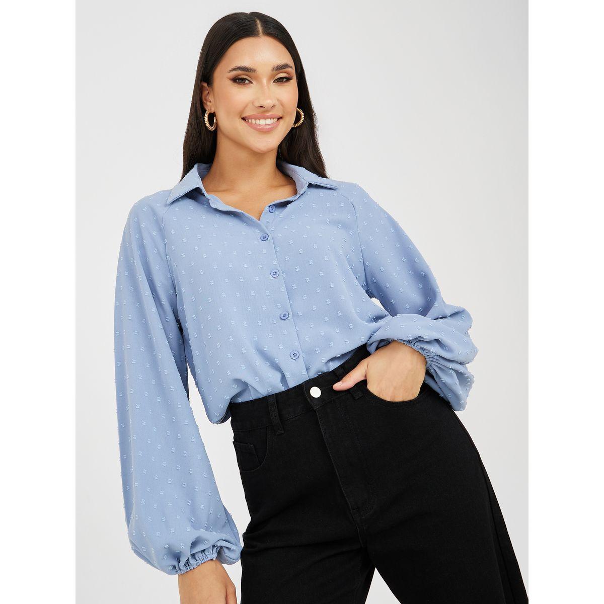 Styli Balloon Sleeves Button Down Regular Fit Shirt-women-clothing-shirtsandblouses-shirts-image-1