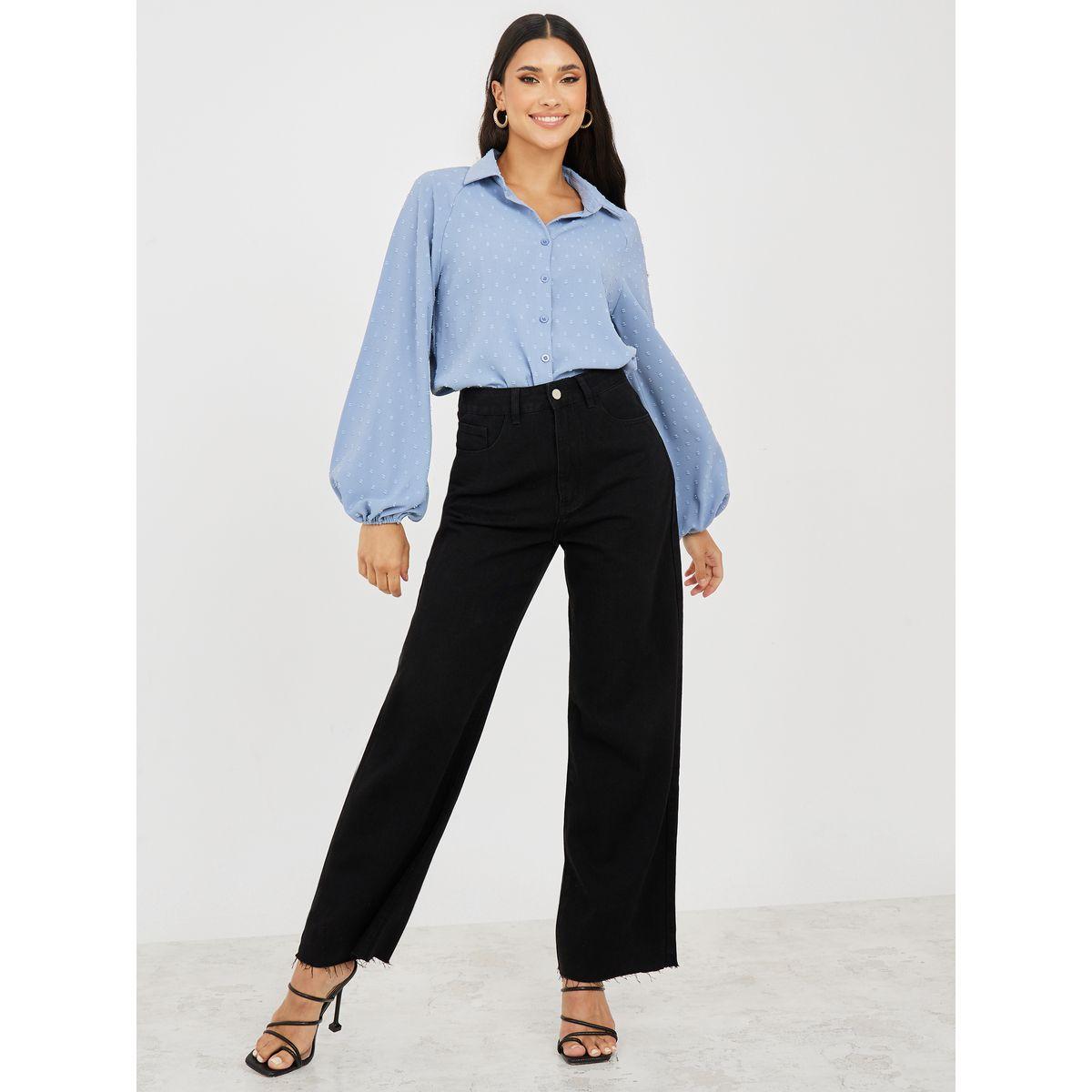 Styli Balloon Sleeves Button Down Regular Fit Shirt-women-clothing-shirtsandblouses-shirts-image-2