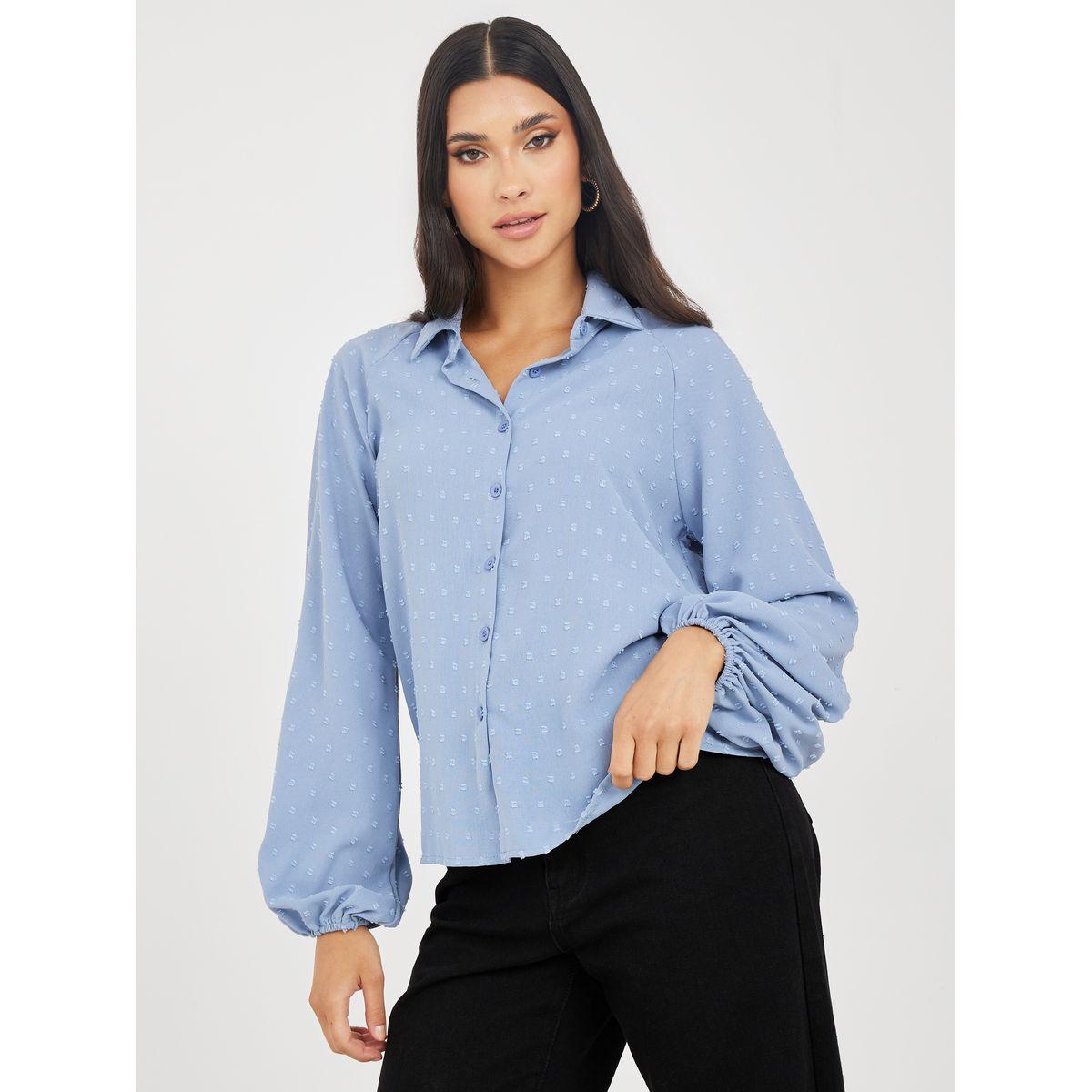 Styli Balloon Sleeves Button Down Regular Fit Shirt-women-clothing-shirtsandblouses-shirts-image-3