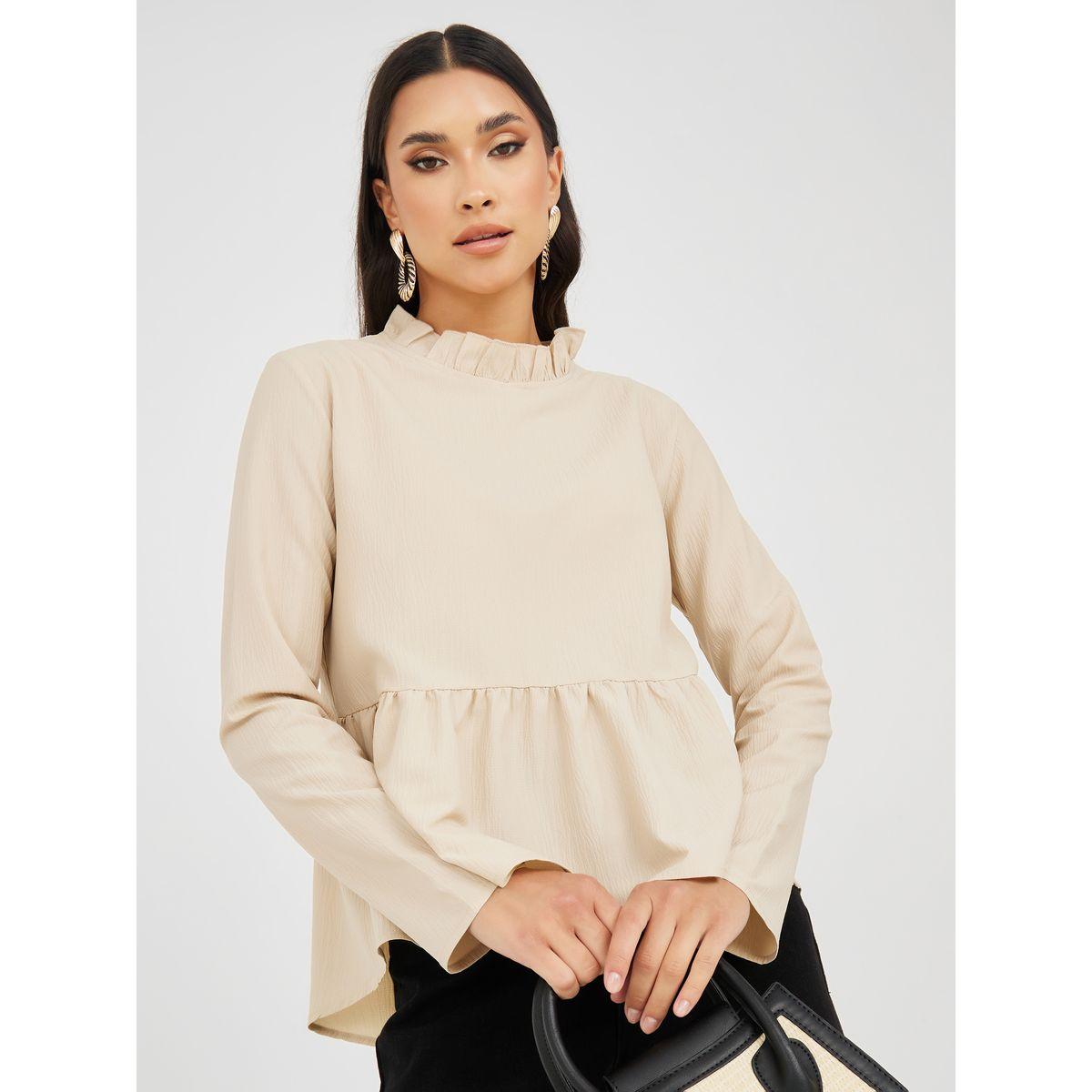 Styli Frill High Neck Peplum Blouse-women-clothing-shirtsandblouses-blouses-image-1