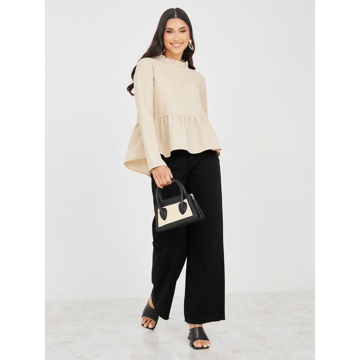 Styli Frill High Neck Peplum Blouse-women-clothing-shirtsandblouses-blouses-image-2