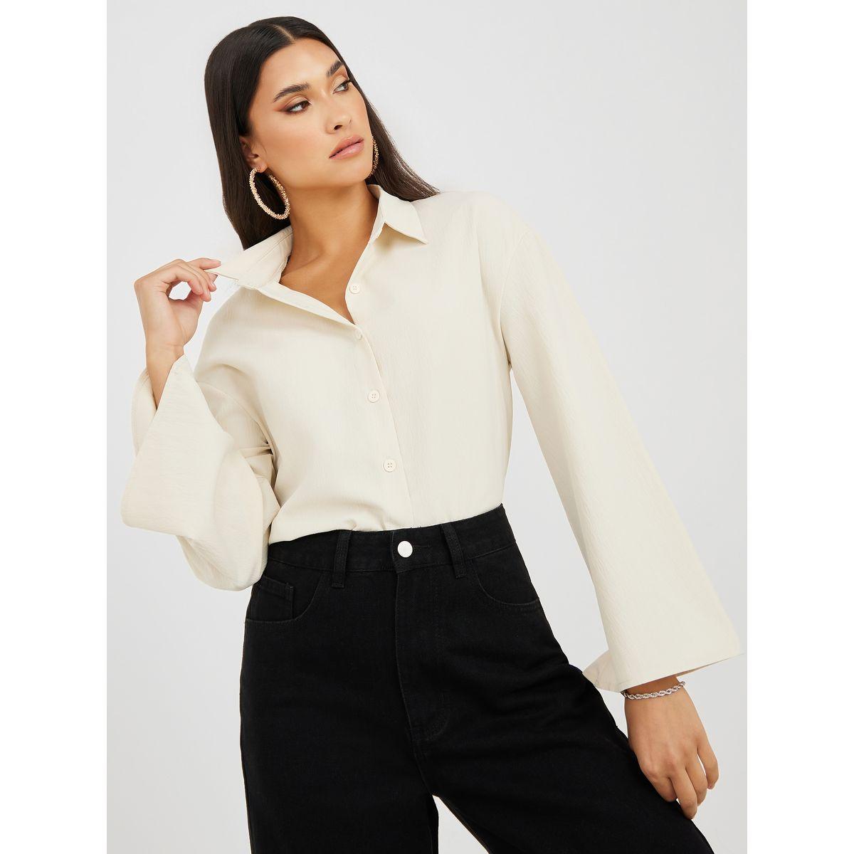 بلوزة سادة باكمام فلوت-women-clothing-shirtsandblouses-shirts-image-1
