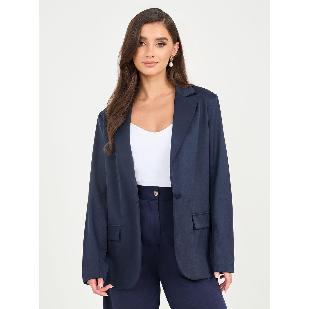 Styli Solid Single Breasted Regular Fit Blazer-women-clothing-coatsandjackets-blazers-image-1