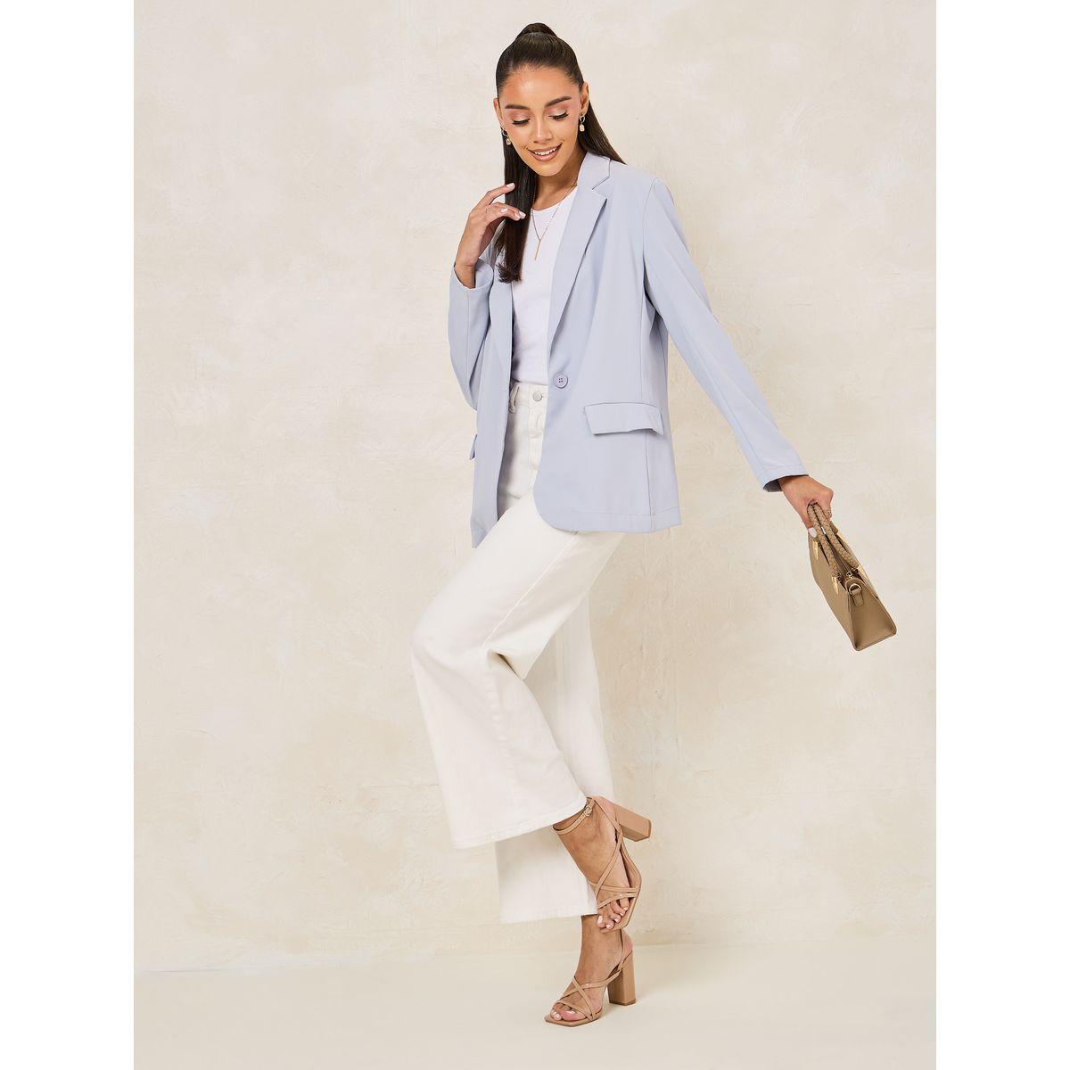 بليزز بقصة عادية واكمام طويلة مع طيات-women-clothing-coatsandjackets-blazers-image-2
