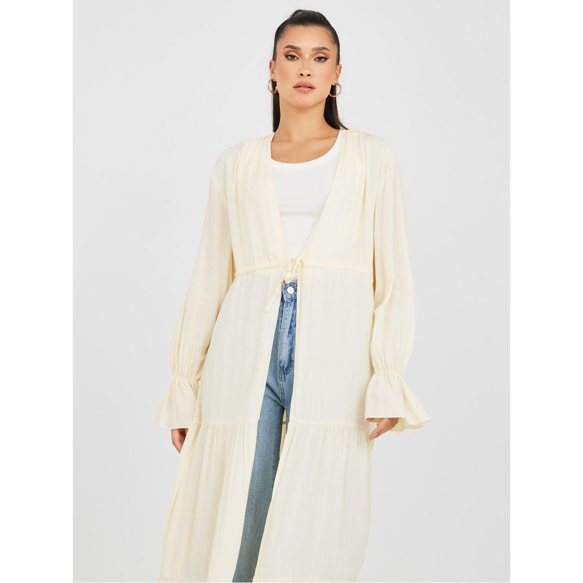 Styli Textured Tiered Maxi Length Kimono with Self Tie-women-clothing-shirtsandblouses-shirts-image-3