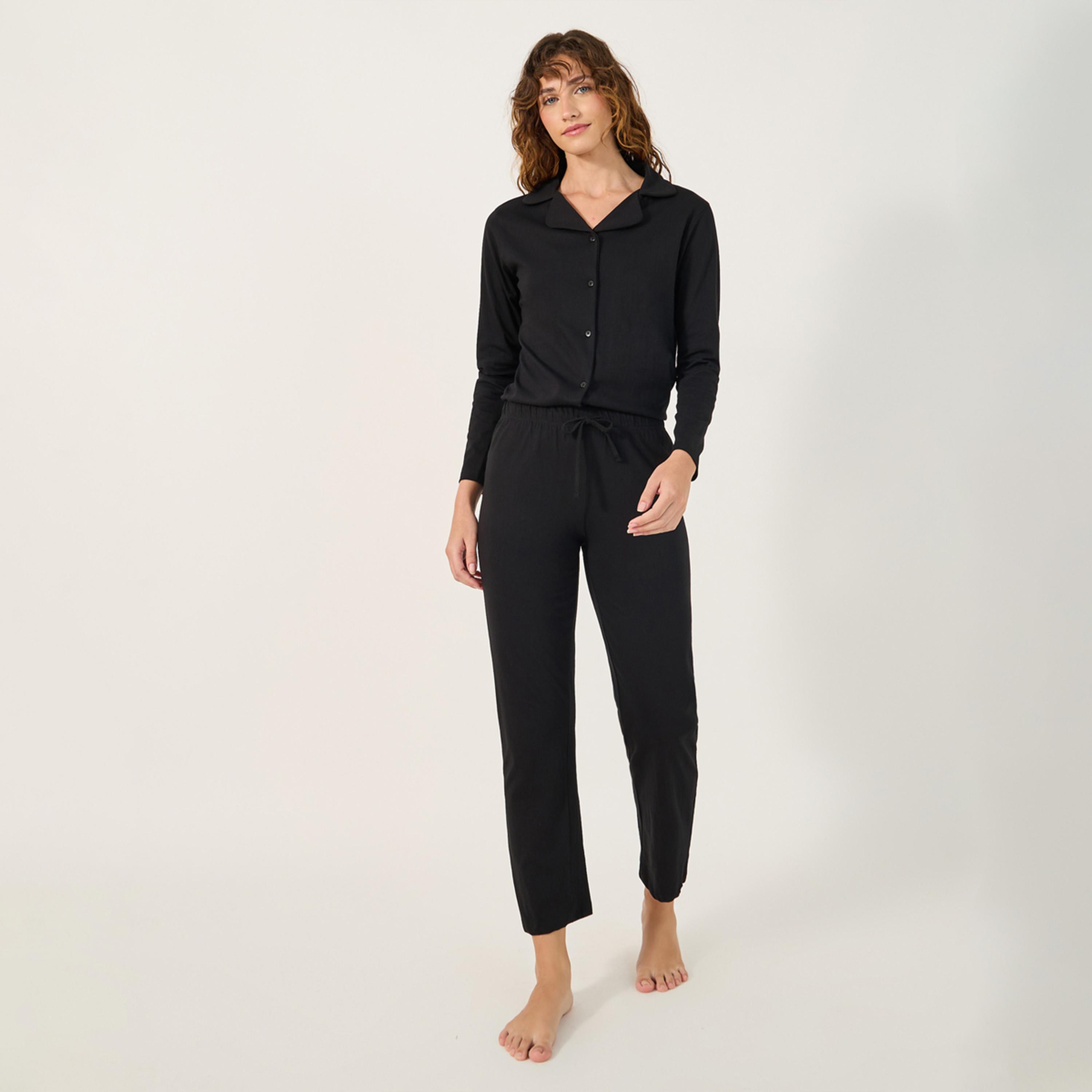 Styli Unwind Cotton Jersey Long Sleeve Button Thru Shirt And Pj Set-women-clothing-nightwear-pyjamas-longsets-image-3