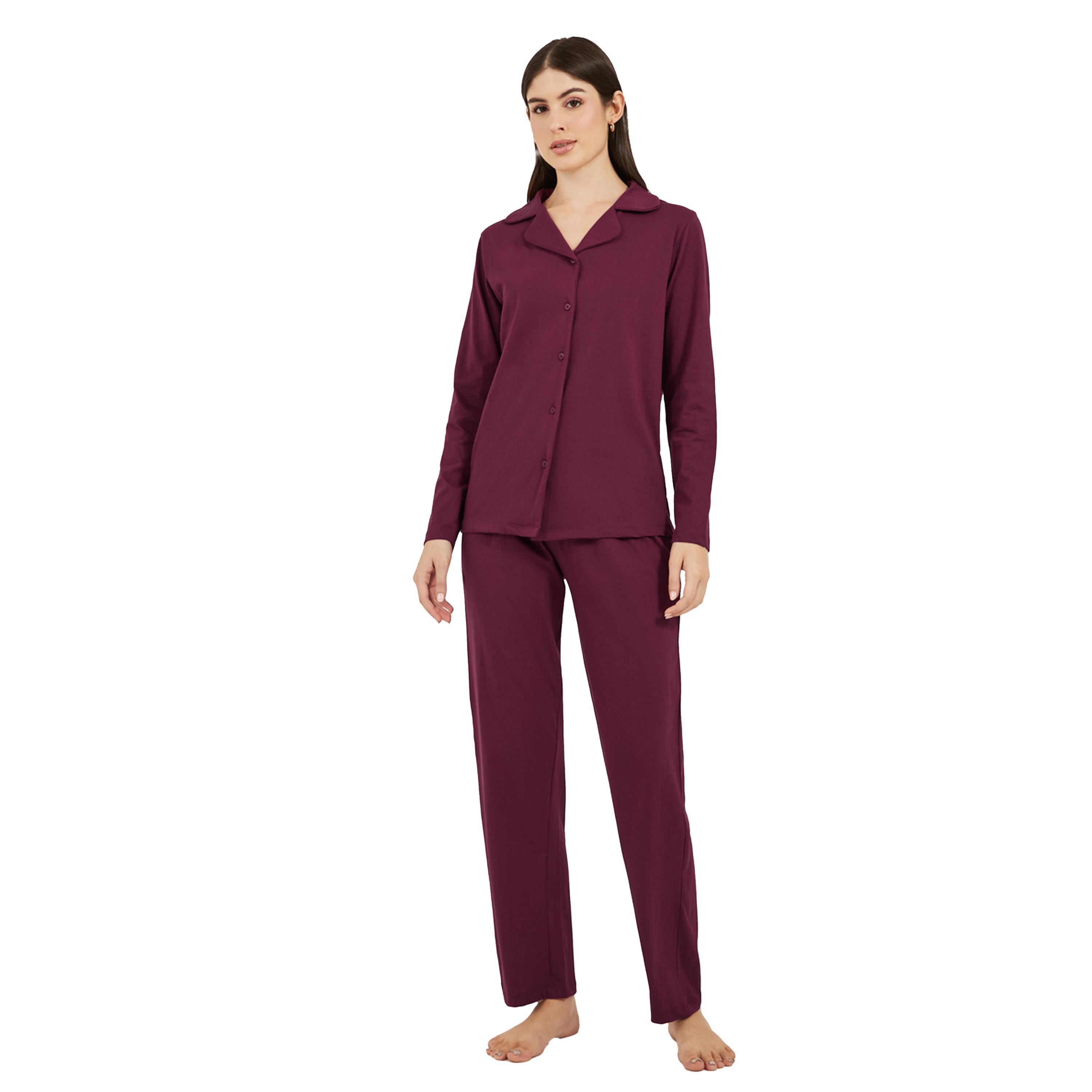 Styli Cotton Jersey Long Sleeves Shirt and Pyjama Set-women-clothing-nightwear-pyjamas-longsets-image-1