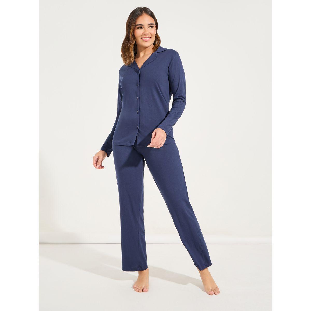 طقم من بنطال بيجاما مع بلوزة جيرسيه باكمام طويلة-women-clothing-nightwear-pyjamas-longsets-image-2